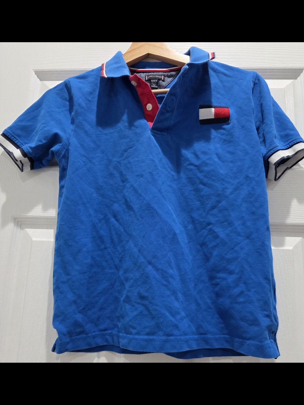 Tommy Hilfiger Blue Polo with Red, White & Navy Logo